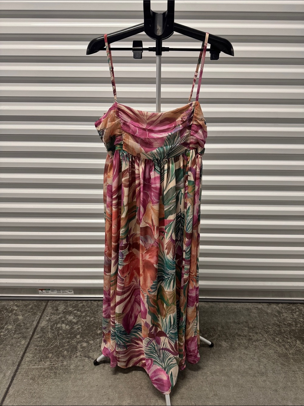 Tropical Floral Maxi Dress in Pink & Teal